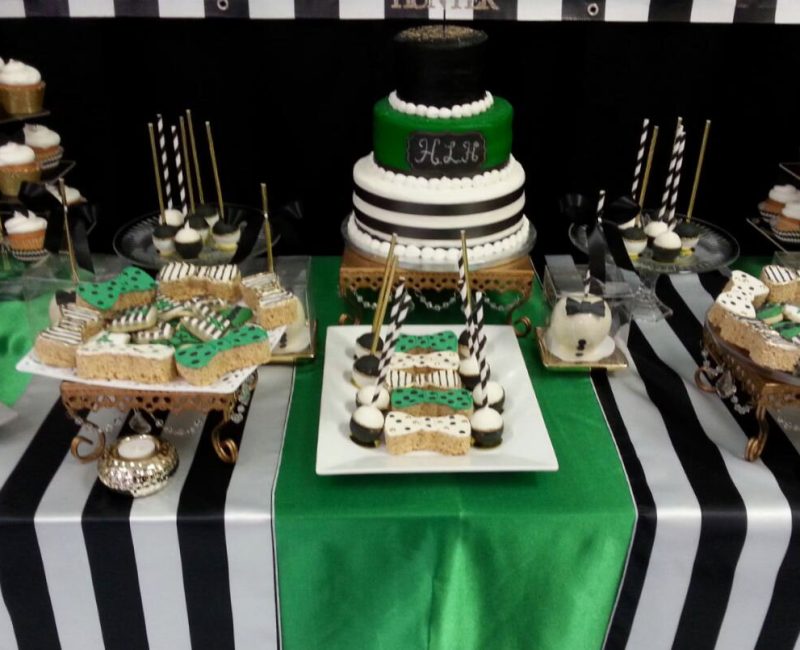 Event Decor Setup by The Party Place Banquet & Events Venue in Orange Park, Florida - Green, Black, and White Theme